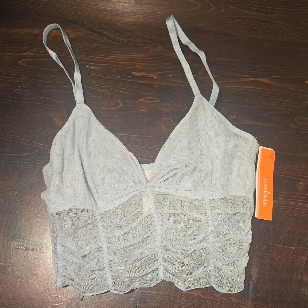 NWT Colsie Light Blue Mesh Lace Bralette - Women's Small